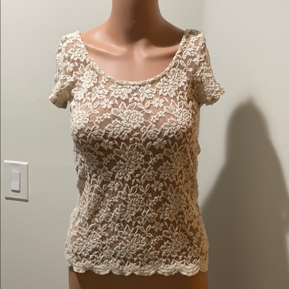 Anthropologie Lace stretchy top